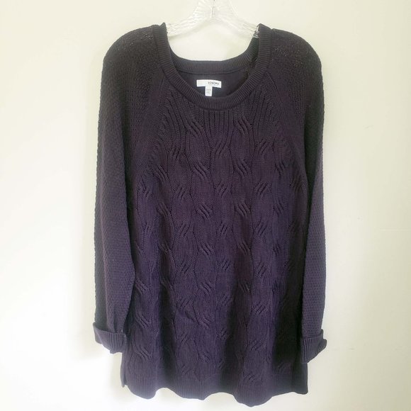 Sonoma Women's Navy Blue Scoop Neck Long Sleeve Knit Top Sweater - Picture 12 of 12